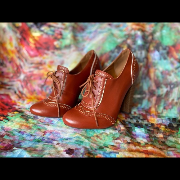 FSJ Shoes - FSJ Oxford Vintage Retro LaceUp Chunky Pumps